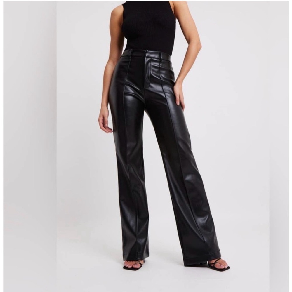 boa XS black faux leather wide leg pants Size L